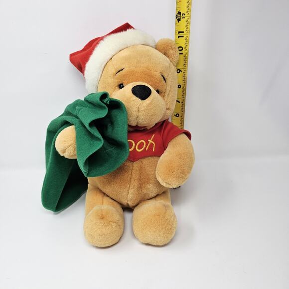 Winnie The Pooh Christmas Plush Red Sweater Santa Hat Gift Bag Stuffed Animal - Picture 6 of 7